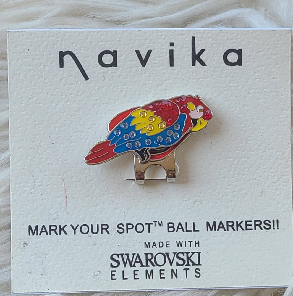 Navika Parrot Golf Ball Marker With Swarovski Elements- New